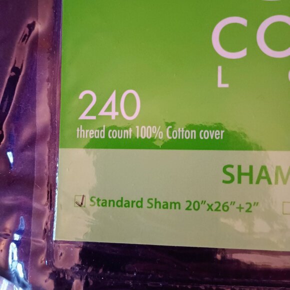 Cotton Loft Pillow Sham, Standard, 20 x 26 +2, Purple, New in Package - Picture 3 of 5